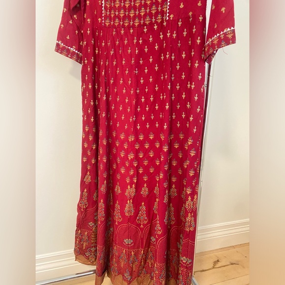 Womens Indian Maroon Ethic Kurta Dress Size Small - Picture 5 of 7